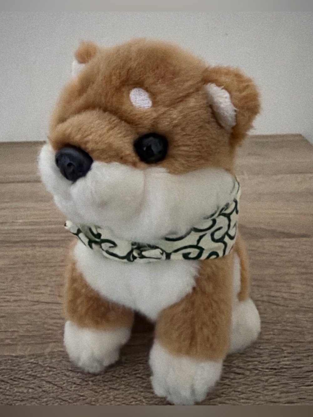Cute Shiba Inu Dog w/ Kyoto Bandana/Neckerchief Sitting Plush 6”